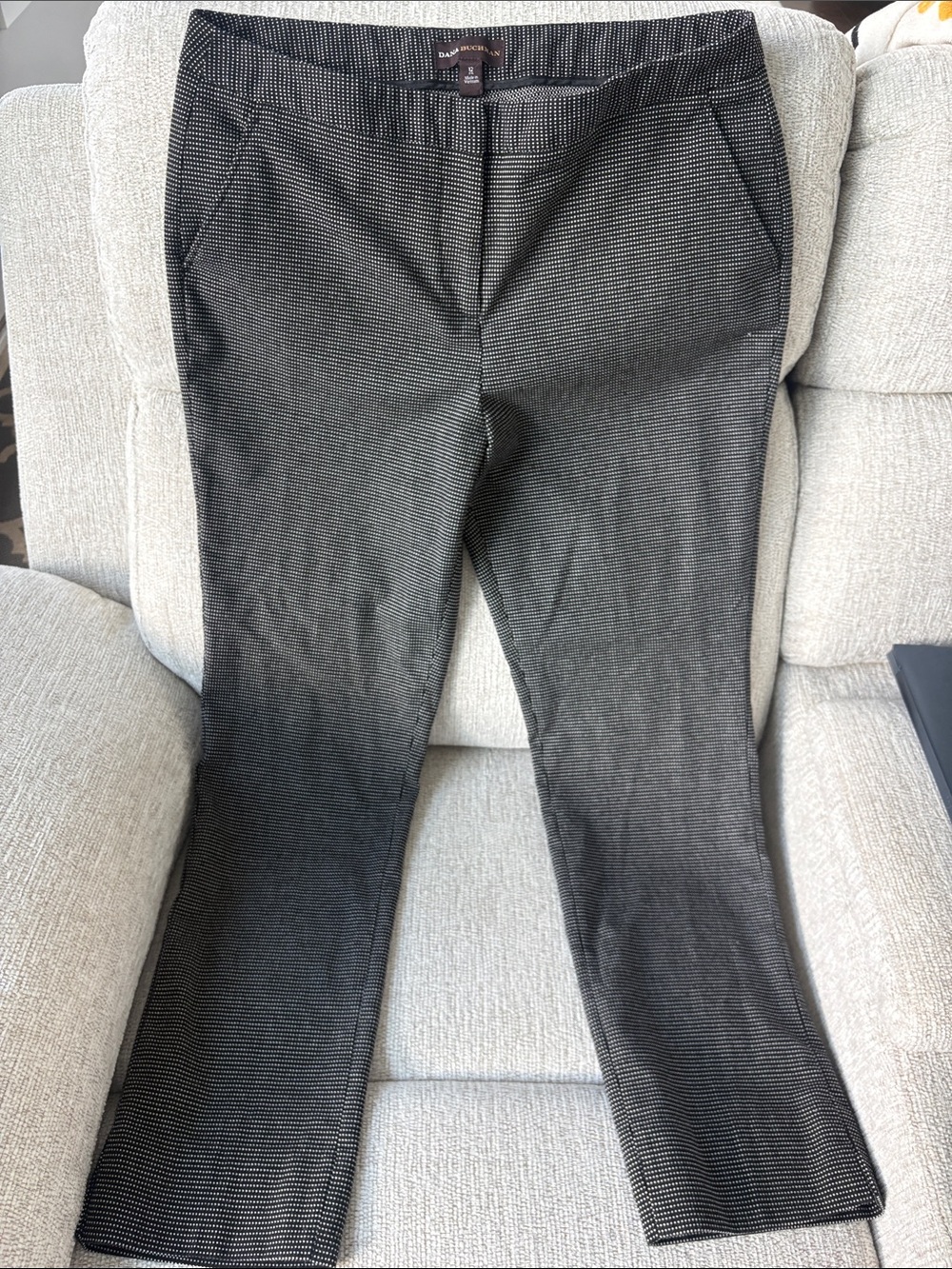 Dana Buchman Black Dotted Straight-Leg Pants